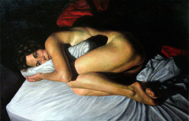 Sola y peluda Oil Canvas Figure Painting