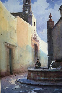 Mujer en la fuente