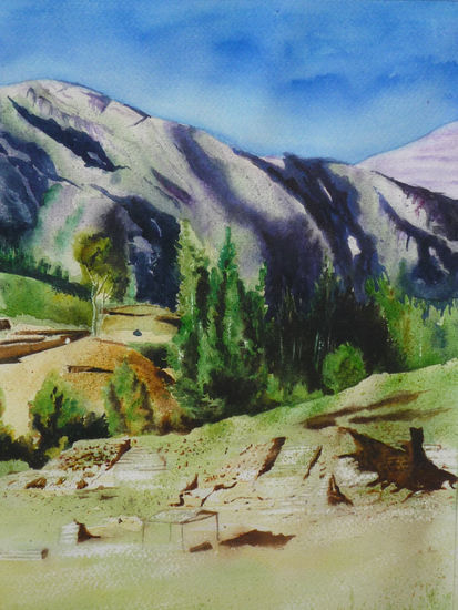 Plaza Chavin de Huantar Watercolour Card Landscaping