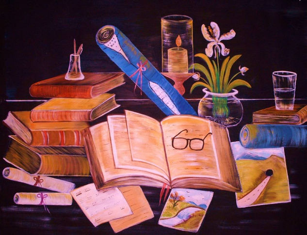 My escritorio Oil Canvas Still Life Paintings