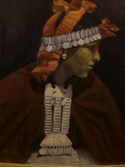 Mujer mapuche Óleo Lienzo Retrato