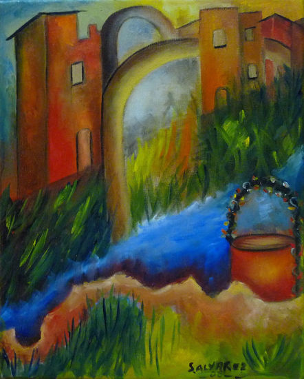 agua potable Oil Canvas Landscaping