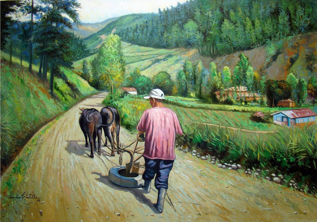 campesino arador de buelles Oil Canvas Landscaping