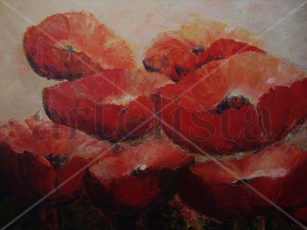 Amapolas en el campo Oil Canvas Landscaping