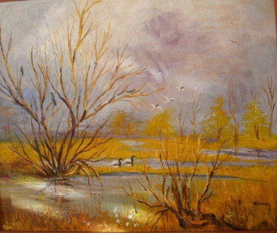 "TARDE DE INVIERNO" Óleo Lienzo Paisaje