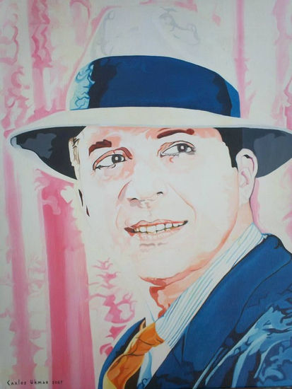 Retrato de Carlos Gardel Oil Canvas Portrait