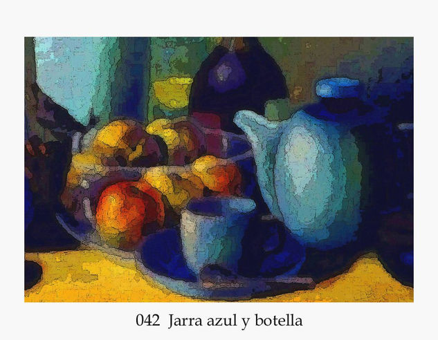 042 Jarra azul y botella 