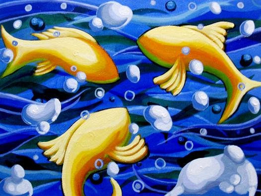 TRES PECES Acrylic Canvas Animals