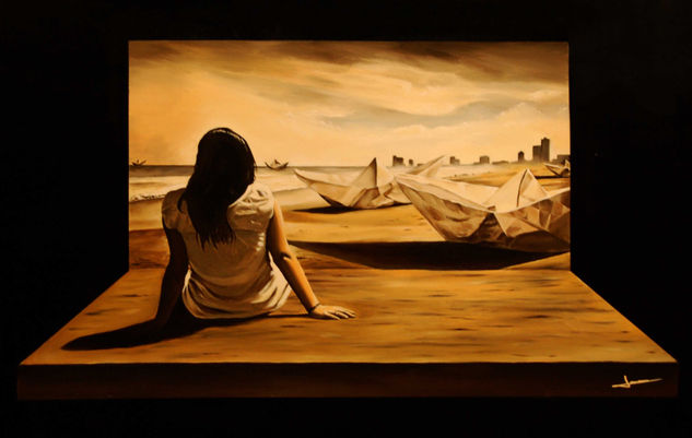 escuchando el mar Oil Canvas Landscaping