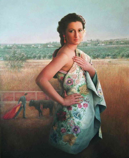 De tu capote (Inacabada), 2001. Oil Panel Figure Painting