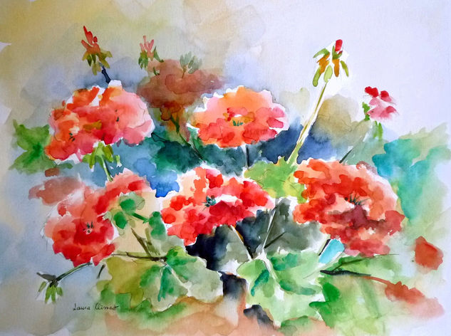 Geranios ( I) Watercolour Paper Floral Painting