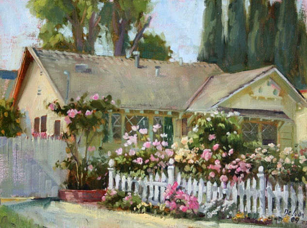 "Jardin de rosas" Oil Canvas Landscaping