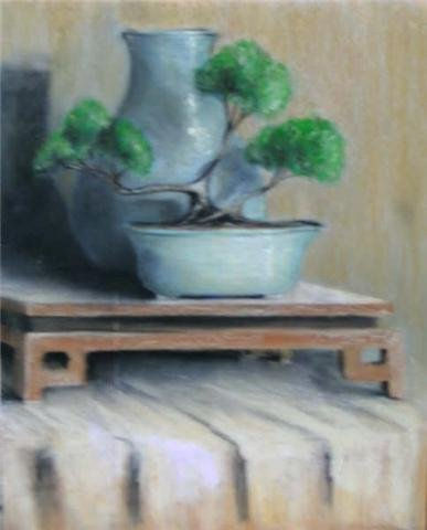 bonsai I Wax Panel Still Life Paintings