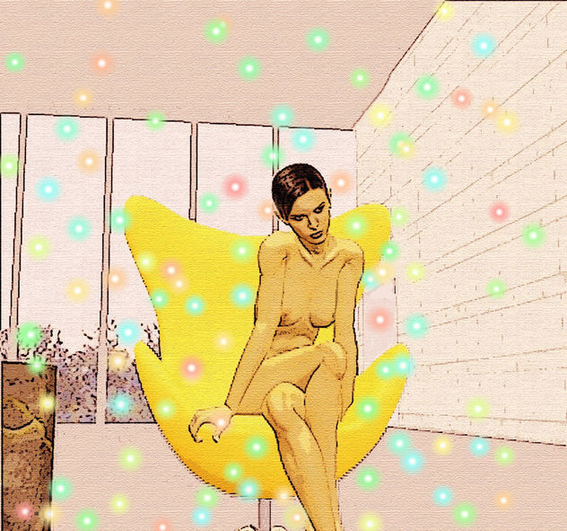 Bella sentada pensativa