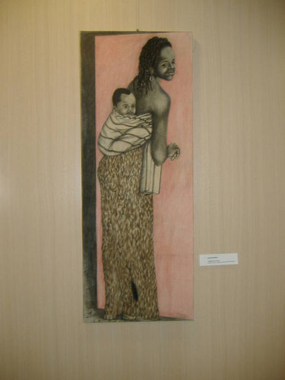 Maternidad Mixed media Textile Figure Painting