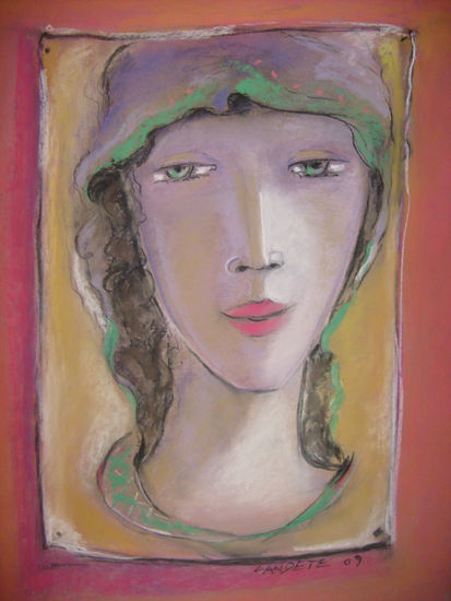 Rostro de mujer Pastel Paper Figure Painting