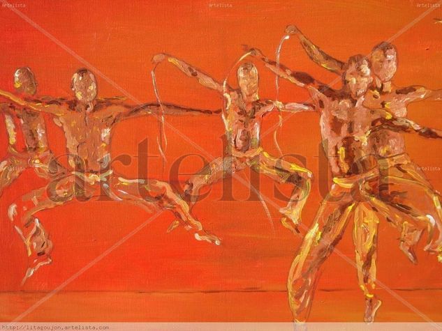 Danza de Tobago Acrylic Canvas Figure Painting