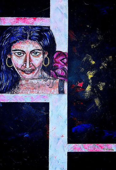 Mujer Gitana Acrylic Canvas Figure Painting