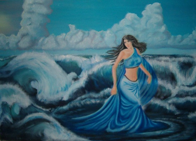 azul (otros la llaman diosa marina) Oil Canvas Marine Painting