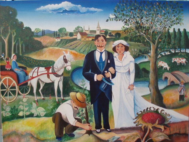 boda campestre Oil Canvas Landscaping