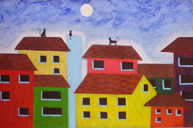Gatos en el tejado