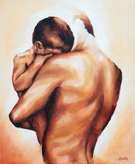 El abrazo I Oil Canvas Figure Painting