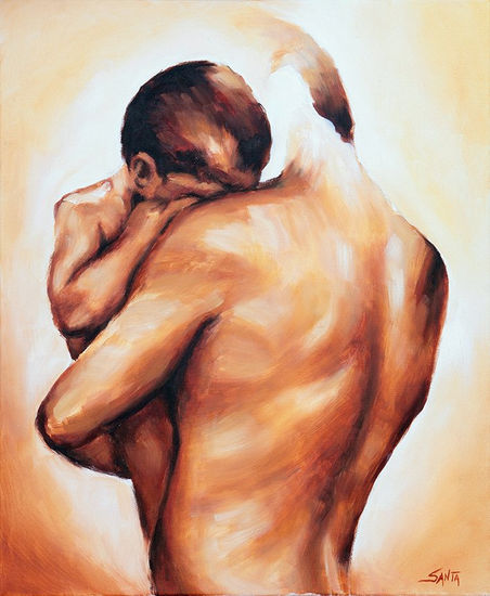 El Abrazo III Oil Canvas Figure Painting