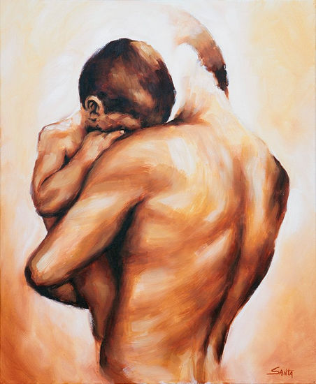 El Abrazo IV Oil Canvas Figure Painting