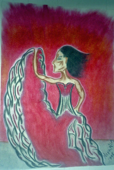 Danza de caracter Pastel Card Figure Painting