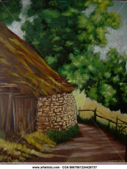 Palloza en Burbia Oil Canvas Landscaping