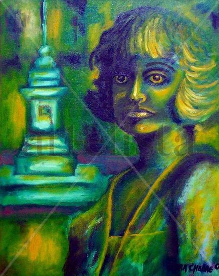 MUJER EN VERDE Oil Canvas Portrait