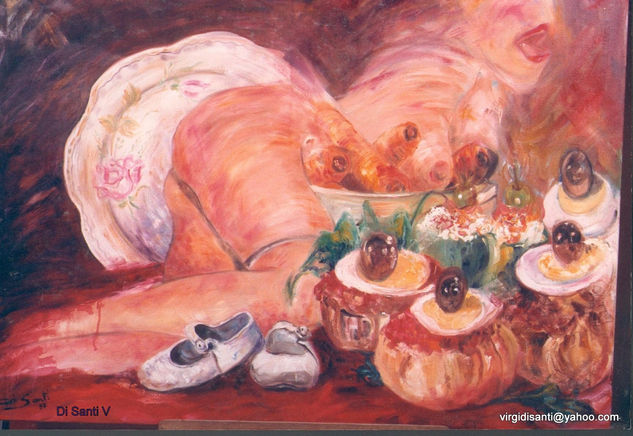 Bodegon con mujer Oil Canvas Still Life Paintings