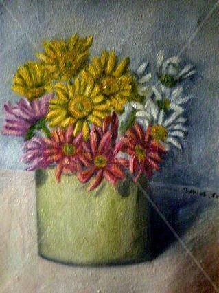 flores coloridas Oil Canvas Floral Painting