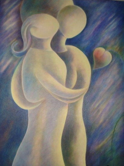 Los amantes II Oil Canvas Figure Painting