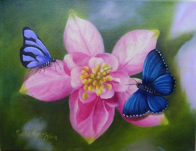 "Ven ... vuela conmigo ..." Oil Canvas Floral Painting