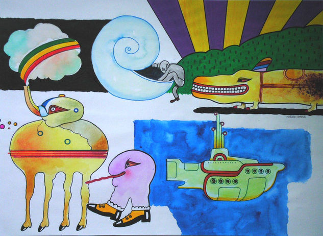 "El "Nautilus" y extaños personajes" Acrylic