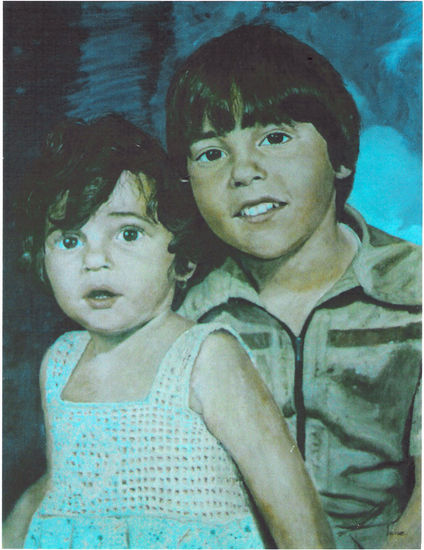 K y su hermano Óleo Lienzo Retrato