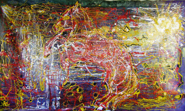 caballo de fuego Mixed media Canvas Animals