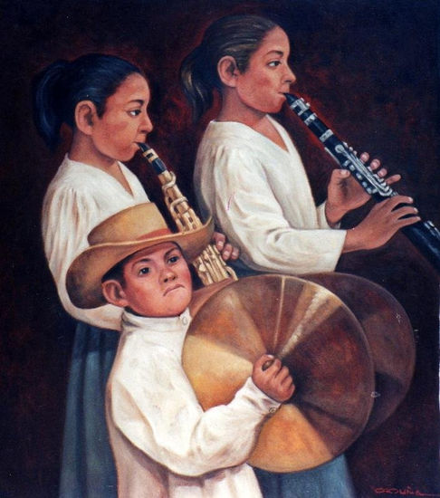 Niños músicos Oil Canvas Others