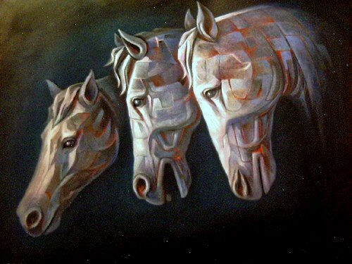 Tres caballos Óleo Lienzo Animales