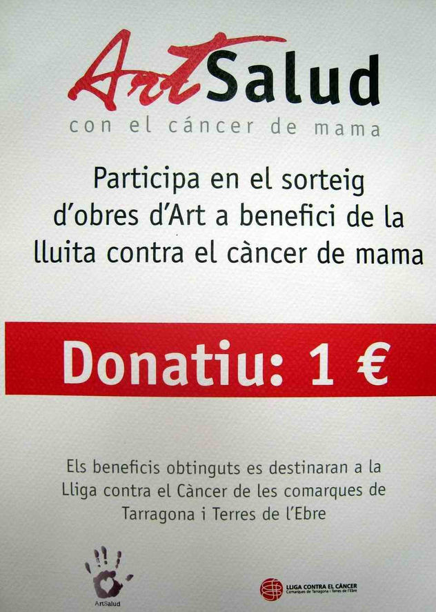 Cartel sorteo día recolecta de ayuda contra el cáncer en el hospital de Reus