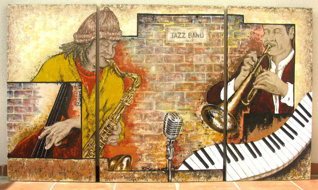 JAZZ BAND Acrylic Canvas Figure Painting