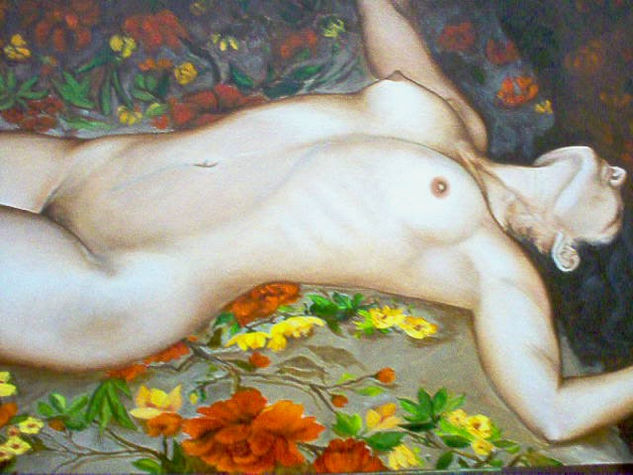 Lecho de flores Oil Canvas