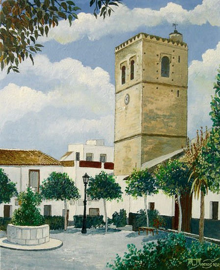 Alcala del Rio (Plaza del Calvario) Oil Canvas Landscaping