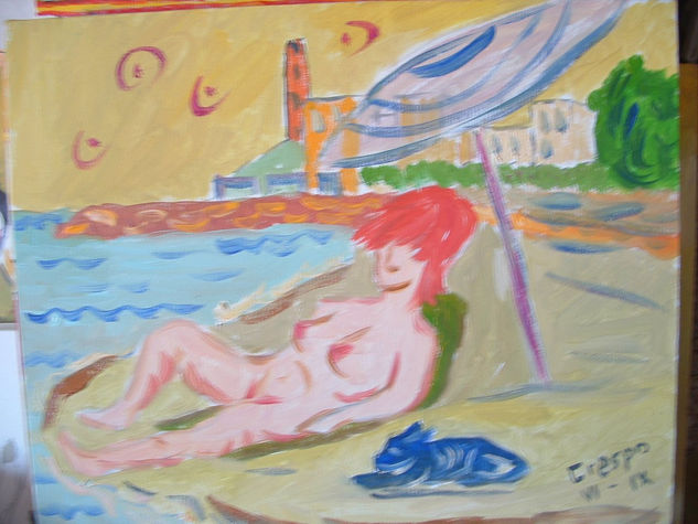 desnudo con torre, de Crespo Oil Canvas Landscaping