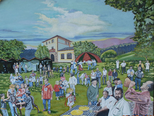 ROMERIA EN MEÑAKA Óleo Lienzo Paisaje