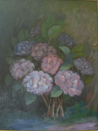 Hortensias Óleo Tabla