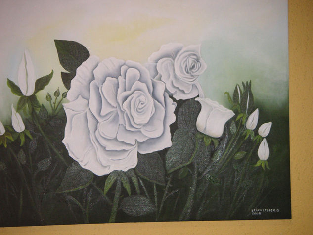 rosas de mi jardin Oil Canvas Floral Painting