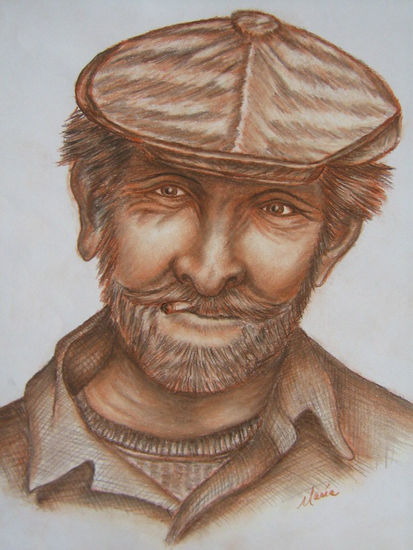 El viejo del cigarrillo (c) Pastel Card Portrait