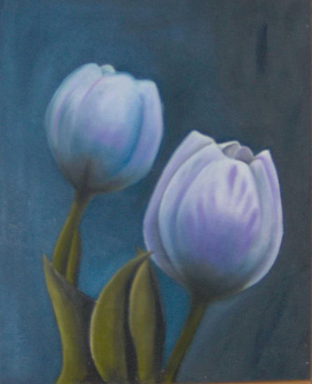 dos tulipanes Oil Canvas Floral Painting